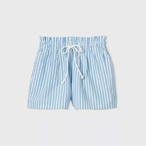 Women's Striped High-Rise Drawstring Paperbag Shorts